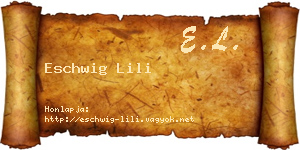 Eschwig Lili névjegykártya